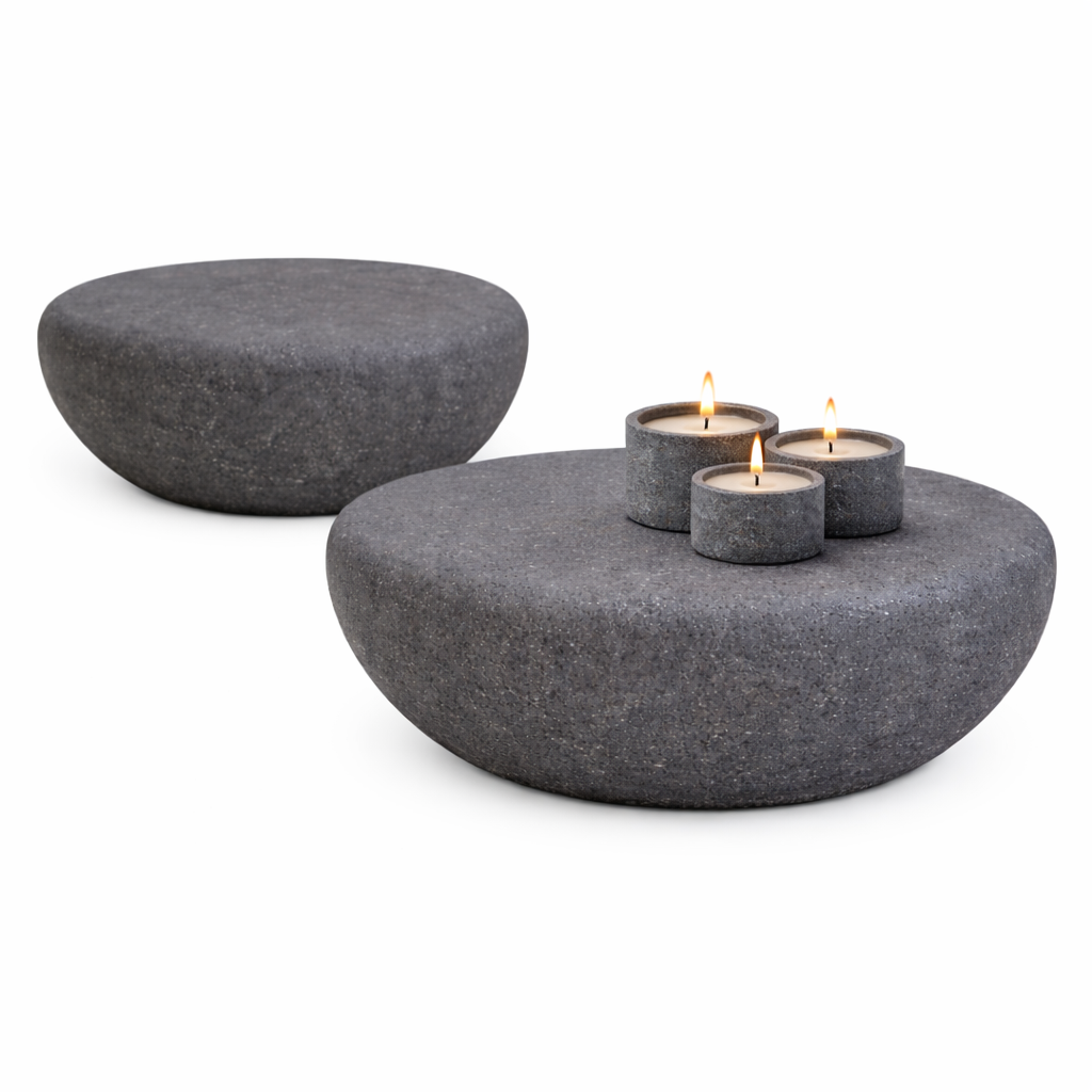 Set de Mesas de piedra - Gris Oscuro